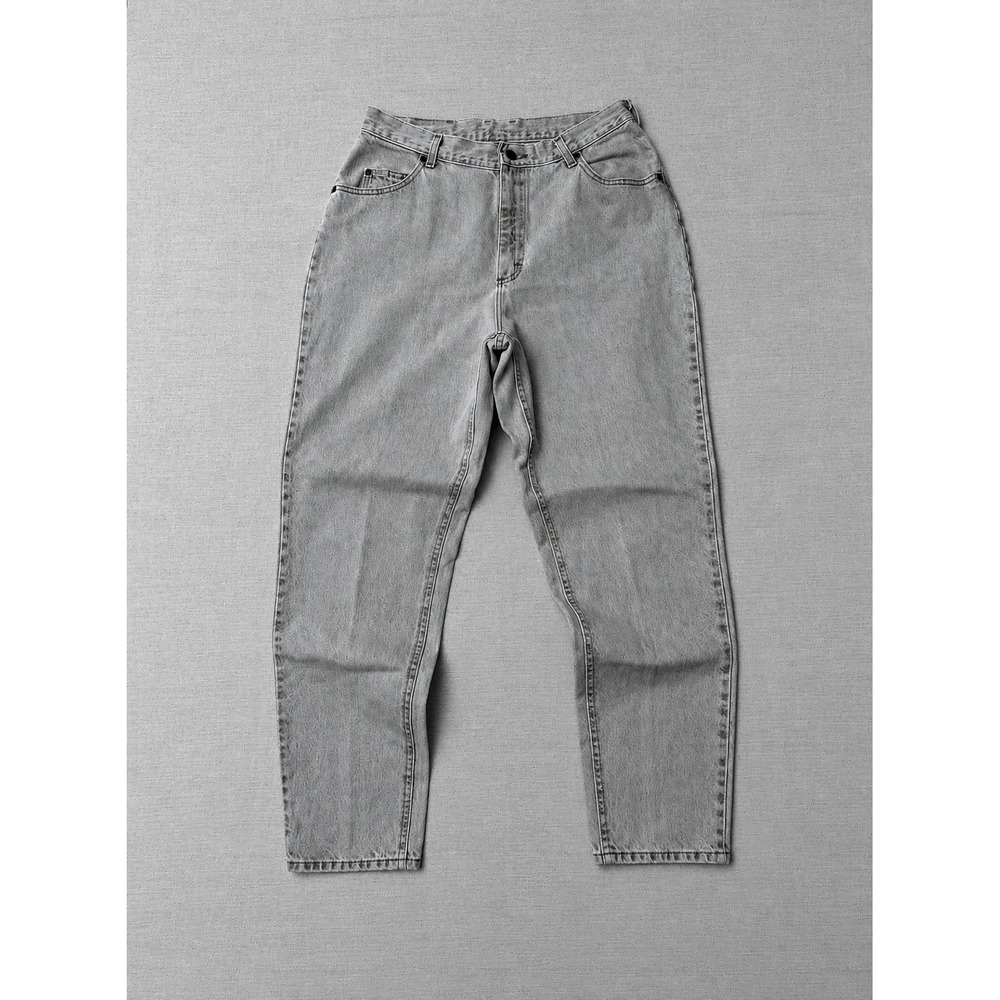 Vintage Lee Jeans Men's 33x32 Gray Acid Wash Straight Leg Denim Pants